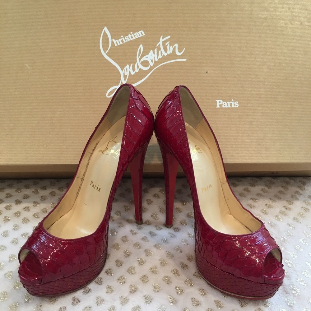 Christian Louboutin ♥️6.5 Red Python ♥️ - Picture 4 of 8